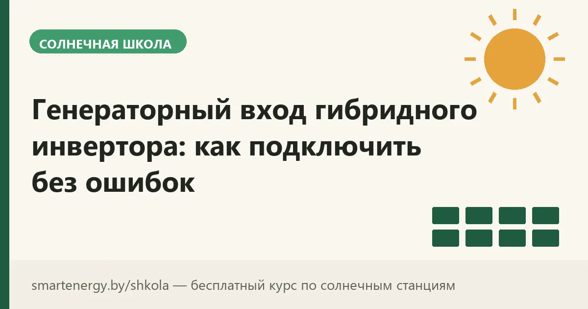 Генераторный вход гибридного инвертора: как подключить без ошибок