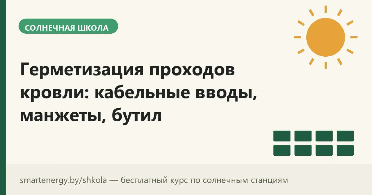 Герметизация проходов кровли: кабельные вводы, манжеты, бутил