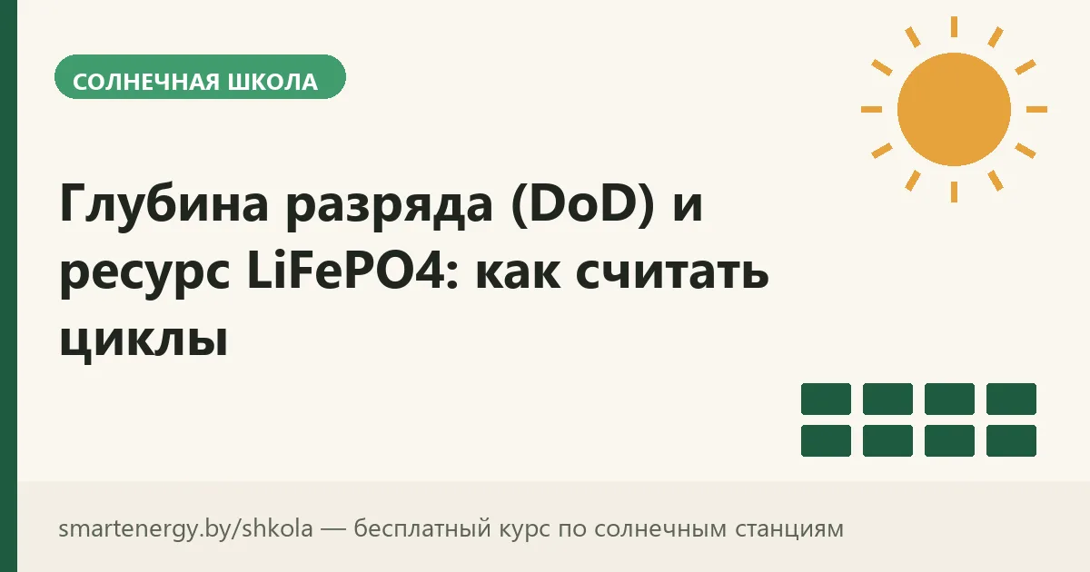 Глубина разряда (DoD) и ресурс LiFePO4: как считать циклы