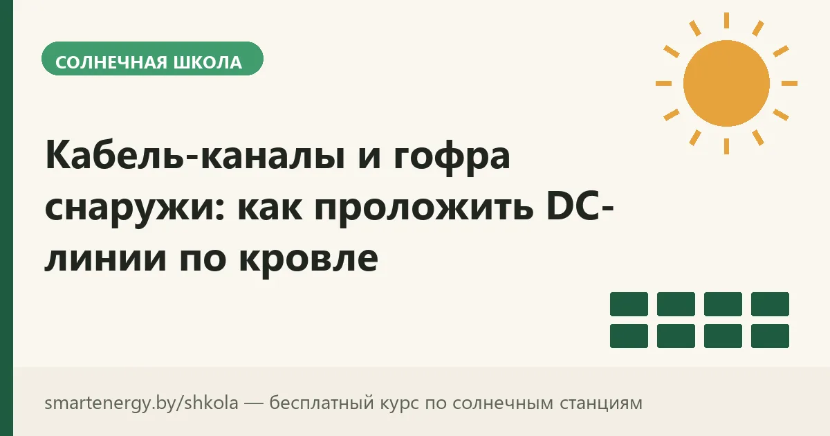 Кабель-каналы и гофра снаружи: как проложить DC-линии по кровле